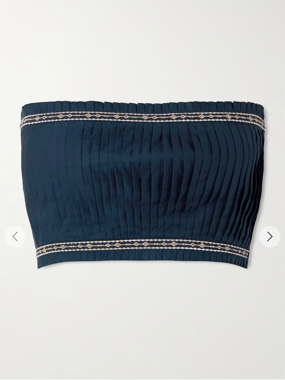 Emporio Sirenuse BLACK Strapless Pleated Crop Top with Cream Trim (not navy)